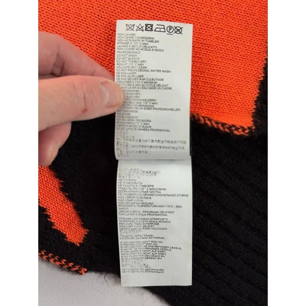 Just Cavalli Signature Logo Scarf Beanie Set Orange Black Size Small Italy